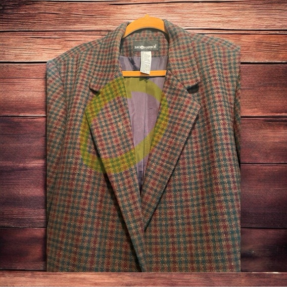 SAG HARBOR vintage 90’s unisex tweed sports jacket - Picture 3 of 8